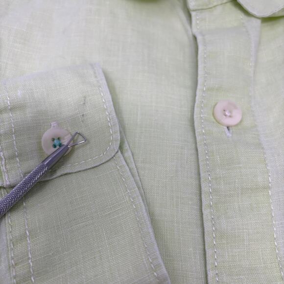 Tommy Bahama Mens XL Light Green 100% Linen Long Sleeve Button Up Shirt - Picture 4 of 6